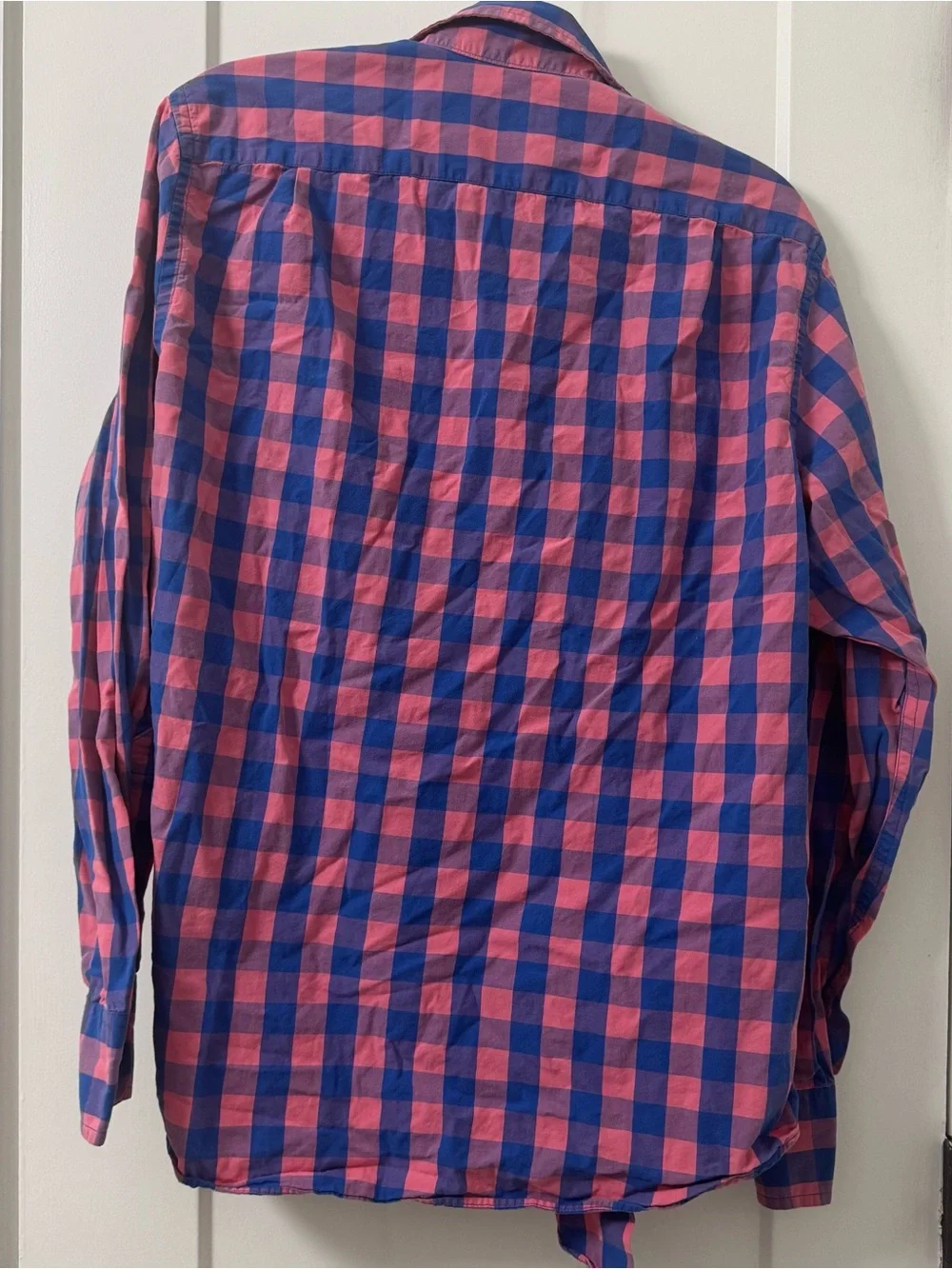 J Crew Men’s Long Sleeve Button Down Checkered Shirt Small Slim Fit Blue Pink